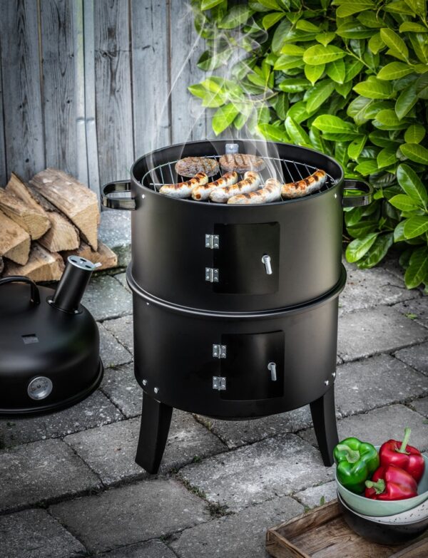 HIGHFELD BBQ Smoker rund mit Grill und Ofen