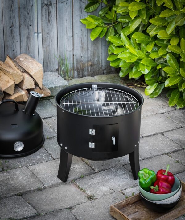 HIGHFELD BBQ Smoker rund mit Grill und Ofen
