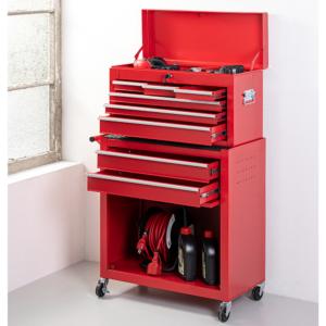 Tech-Craft 2 in 1 Werkstattwagen – Rot, 7 Schubladen