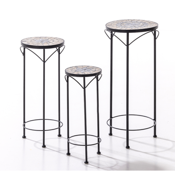 4059306109760-1 HC Garten & Freizeit Blumenständer Set aus Metall, klein – mittel – groß – Schwarz