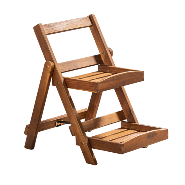 4059306109906-1 HC Garten & Freizeit 2 – stufige Blumentreppe mit 2 Ablagen aus Akazienholz, ca. 54, 5 x 40 x 56, 5 cm