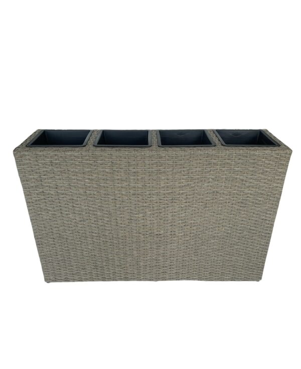 HC Garten & Freizeit Blumentopf Rattan – Optik aus Stahl, ca. 37 x 26, 5 x 60, 5 cm