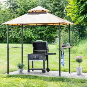 CHILLROI Grillpavillon mit Flammhemmendem Doppeldach aus Stahl und Polyester, ca. 240 x 150 x 265 cm