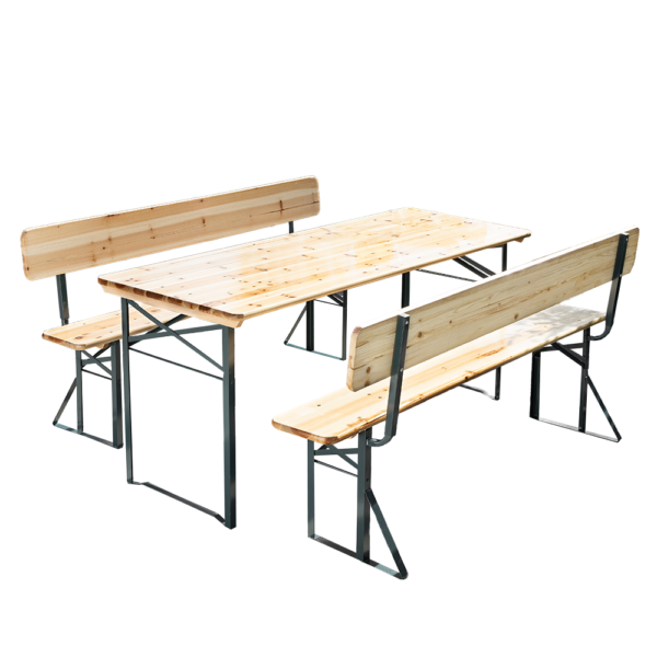 Better Home 3tlg. Bierzelt – Garnitur mit Rückenlehne aus Tannenholz