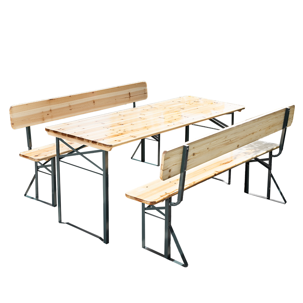 Better Home 3tlg. Bierzelt – Garnitur mit Rückenlehne aus Tannenholz