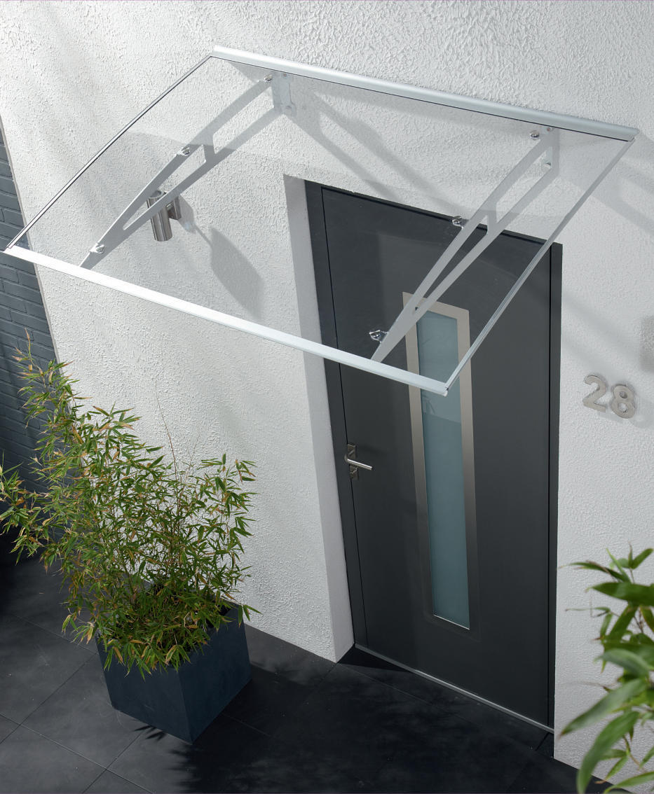POWERTEC GARDEN Vordach ca. 140 x 100 cm – Transparent (2, 2mm PC)
