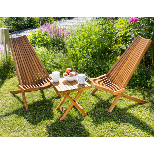 HC Garten & Freizeit 2er Set Holzliegestuhl mit Tisch aus Akazie klappbar