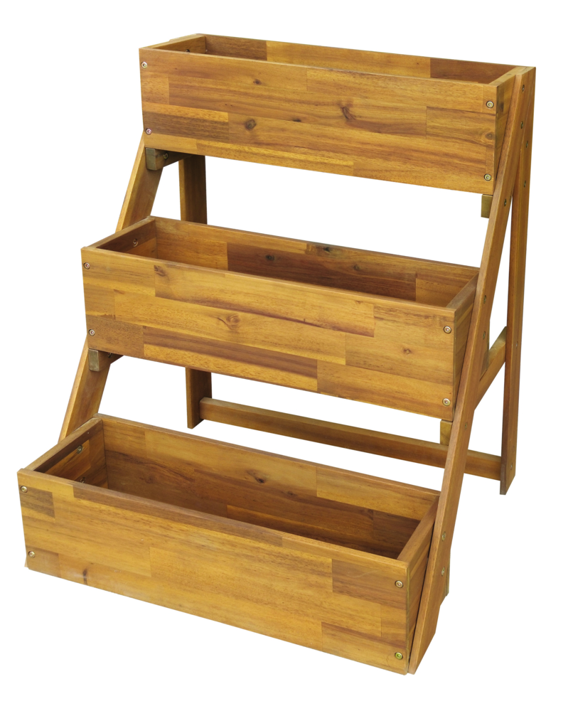 Hardin 1fachgut Klappbare Blumentreppe aus Akazienholz, ca. 65 x 40 x 80 cm – Braun