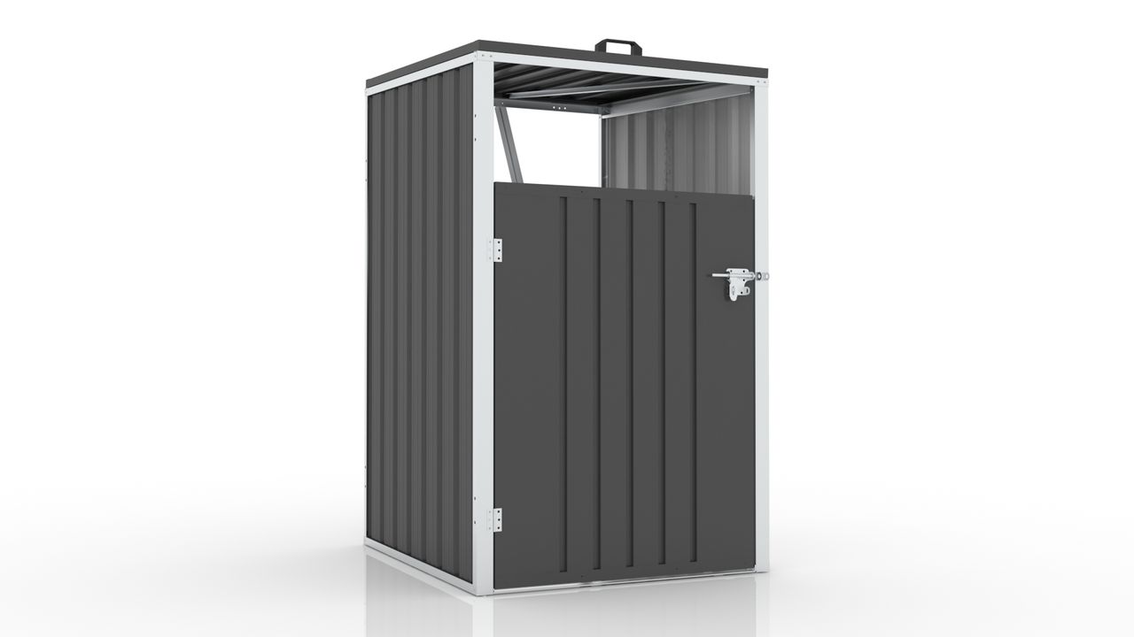 HC Garten & Freizeit 1er Mülltonnenbox aus verzinktem Stahl, ca. 80 x 80 x 122 cm – Anthrazit