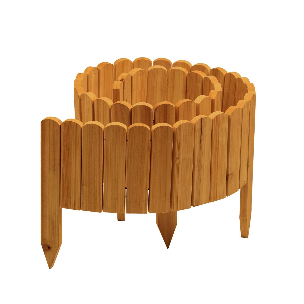 POWERTEC GARDEN Rollzaun aus Holz, ca. 203 x 20 / 35 x 1, 7cm – Rosenholz