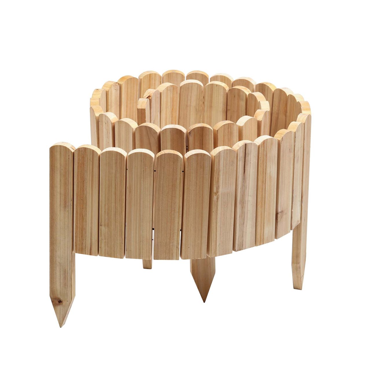 POWERTEC GARDEN Rollzaun aus Holz, ca. 203 x 20 / 35 x 1, 7cm – Natur