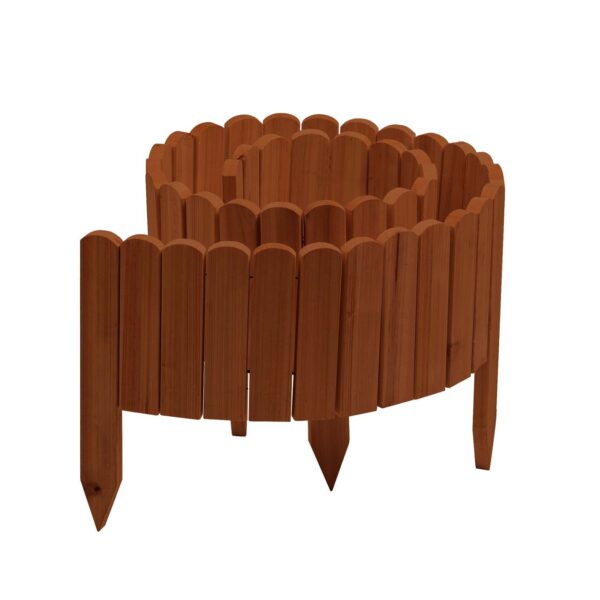 4059306117109-1 POWERTEC GARDEN Rollzaun aus Holz, ca. 203 x 20 / 35 x 1, 7cm – Braun