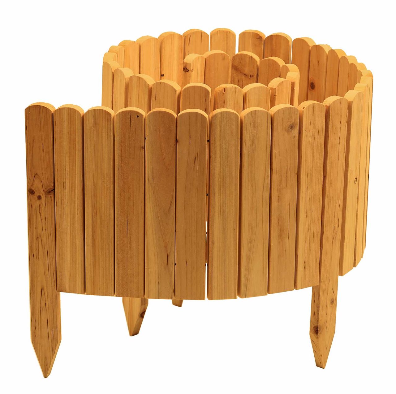 POWERTEC GARDEN Rollzaun aus Holz, ca. 203 x 30 / 45 x 1, 7cm – Rosenholz