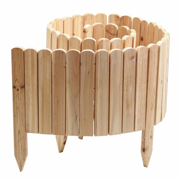 POWERTEC GARDEN Rollzaun aus Holz, ca. 203 x 30 / 45 x 1, 7cm – Natur