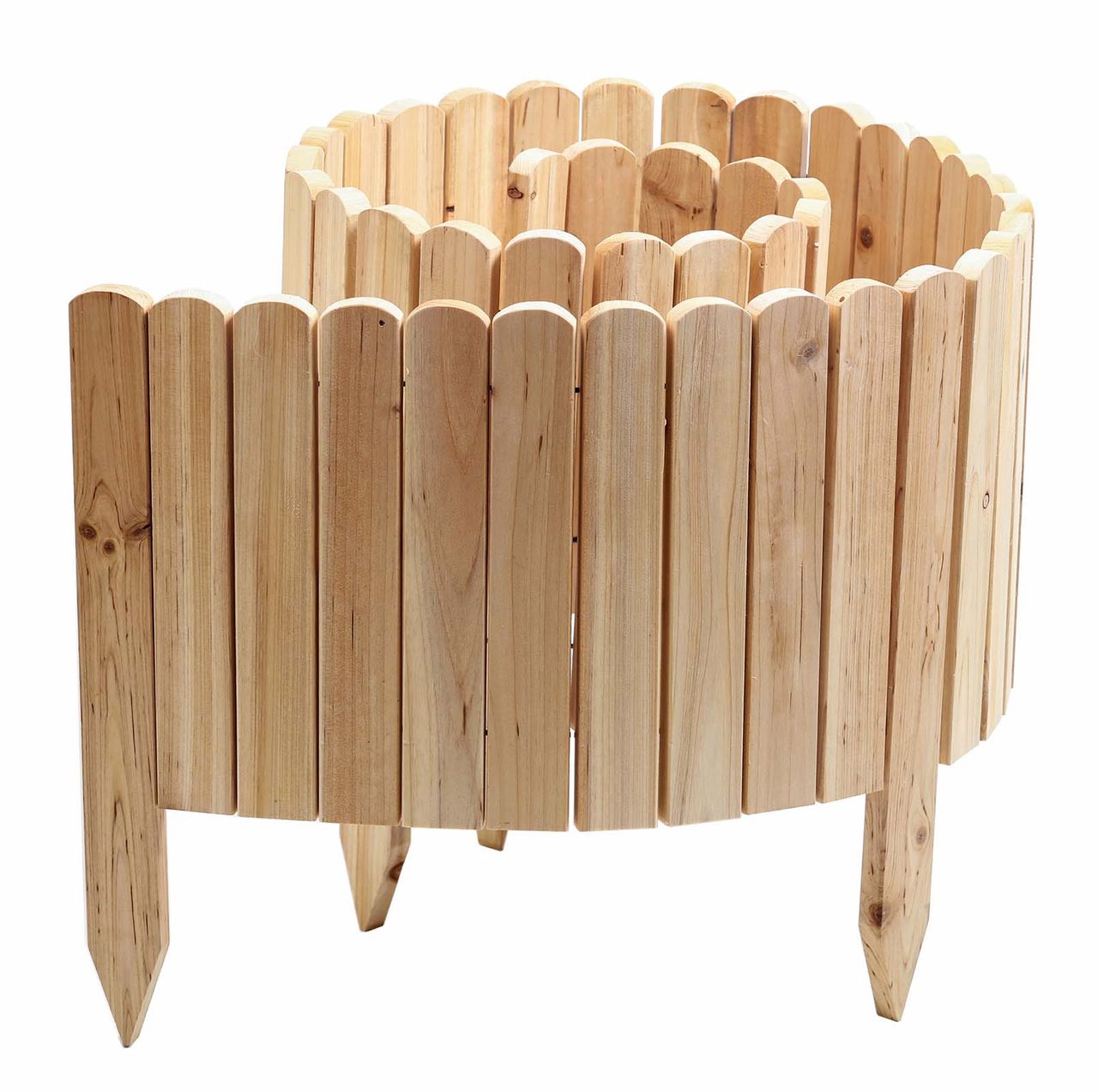 POWERTEC GARDEN Rollzaun aus Holz, ca. 203 x 30 / 45 x 1, 7cm – Natur