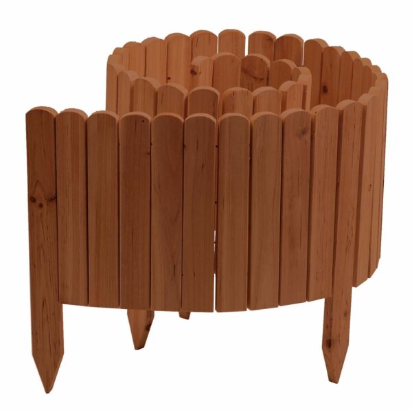 POWERTEC GARDEN Rollzaun aus Holz, ca. 203 x 30 / 45 x 1, 7cm – Braun