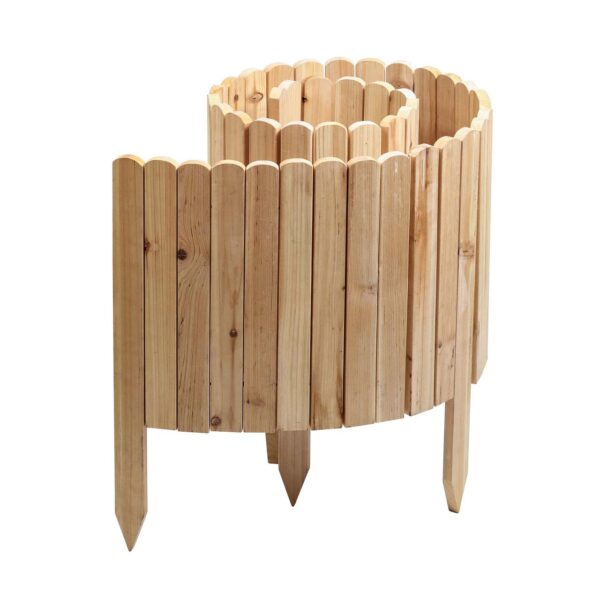 POWERTEC GARDEN Rollzaun aus Holz, ca. 203 x 40 / 60 x 1, 7cm – Natur
