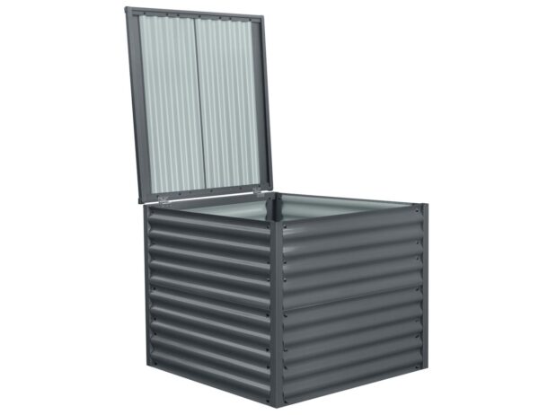 4059306119455-1 CHILLROI Komposter aus Stahl mit Deckel, ca. 98 x 98 x 85 cm – Grau