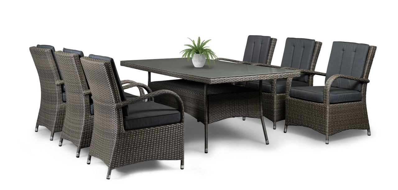 Prestige Home Living Outdoor 19tlg. Dining Set Sitzgruppe DUBLIN aus Aluminium inkl. Polsterauflage, Braun