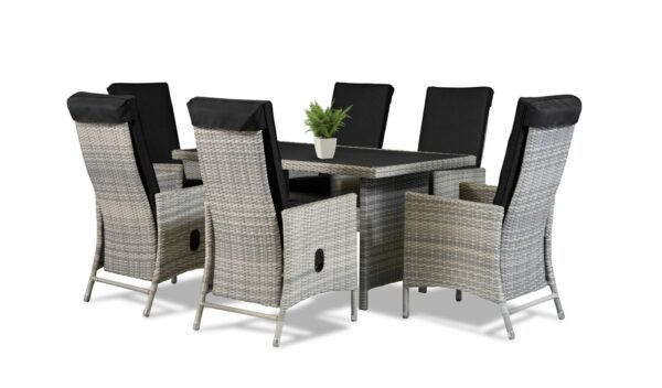 Prestige Home Living Outdoor 13tlg. Dining Set Sitzgruppe JUNIO aus Aluminium inkl. Polsterauflage, braun – grau