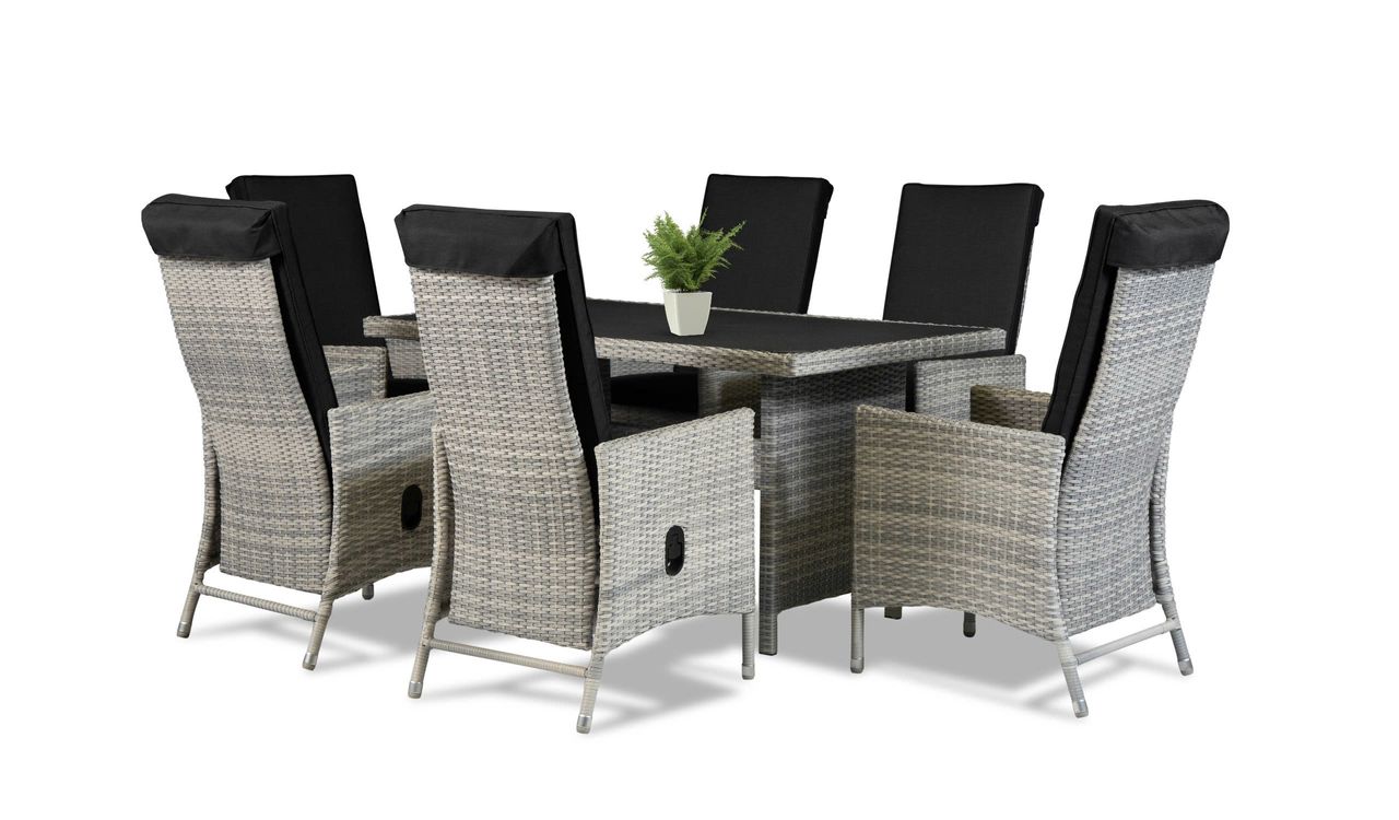 Prestige Home Living Outdoor 13tlg. Dining Set Sitzgruppe JUNIO aus Aluminium inkl. Polsterauflage, braun – grau