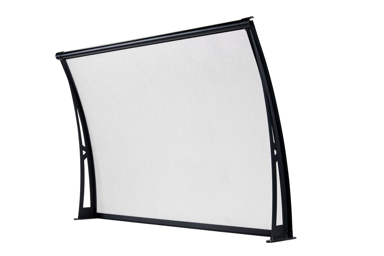 POWERTEC GARDEN Vordach aus Aluminium Polycarbonat, ca. 120 x 100 cm