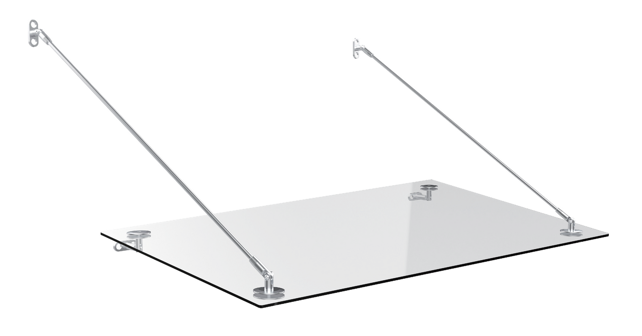 POWERTEC GARDEN Glas Vordach aus Edelstahl ca. 140x90cm mit gehärtetem Verbundglas