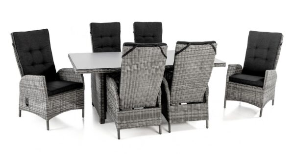 Hardin 1fachgut 19 tlg. Outdoor Esszimmer – Set "Shadow" aus Aluminium inkl. Polsterauflagen