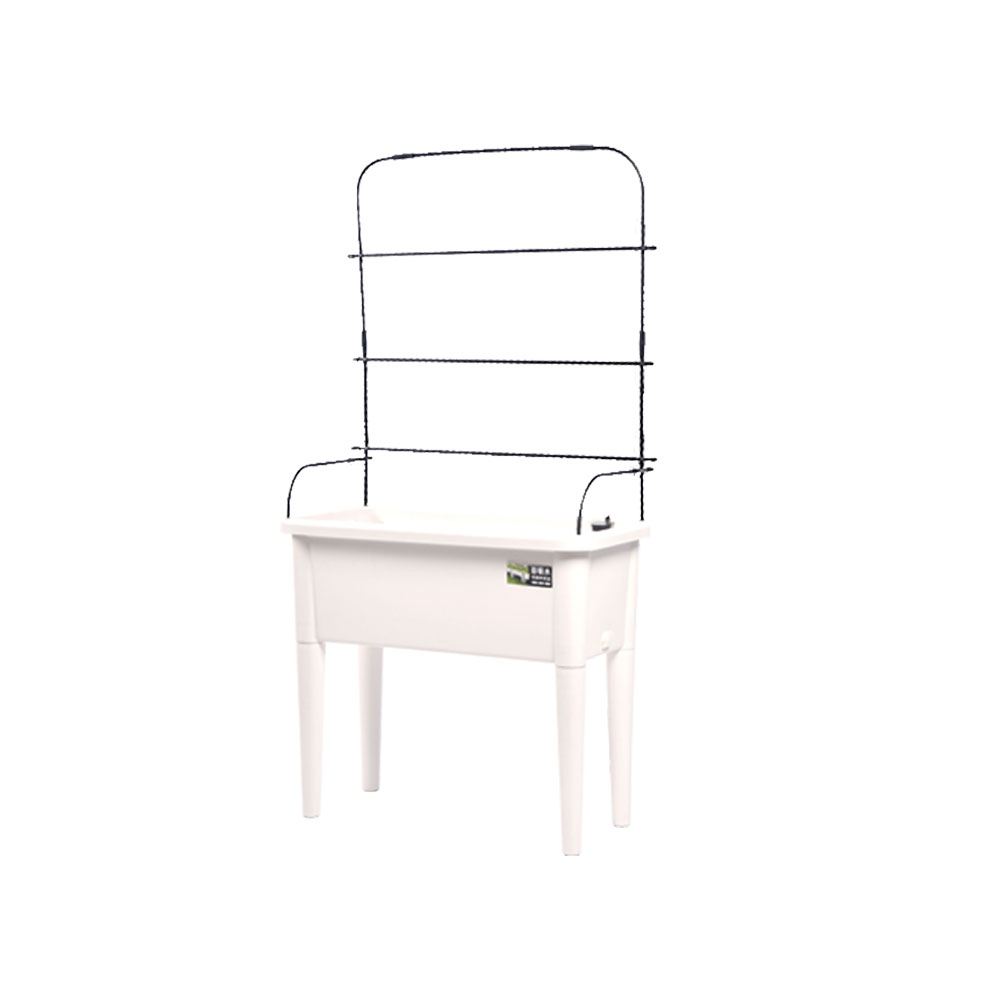 Hardin 1fachgut Hochbeet mit Rankhilfe, ca. 76 x 37 x 145 cm – Weiß/Schwarz