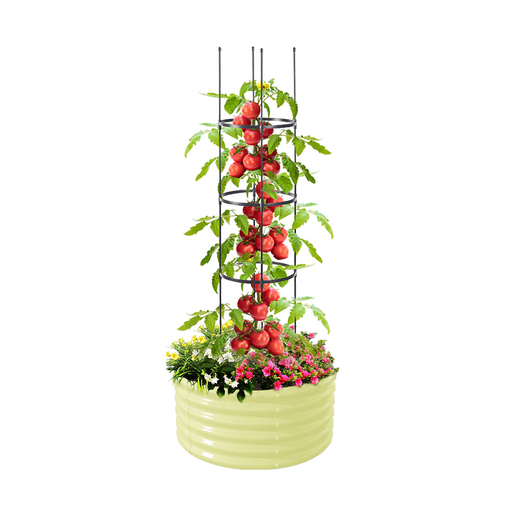 Hardin 1fachgut Design – Pflanzkübel mit Rankhilfe für Tomatenpflanzen, ca. ⌀ 60 x 30 cm – Weiß