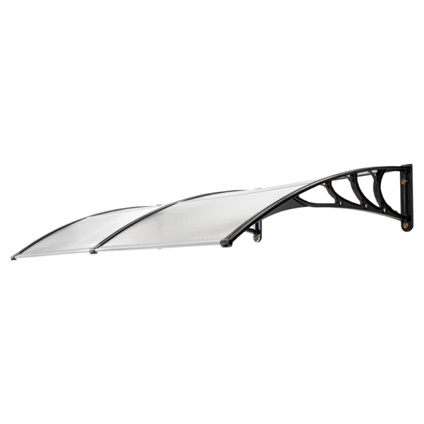GreenYard XXL Design – Vordach, mit ABS – Kunststoffrahmen und Polycarbonat ca. 200 x 100 x 28 cm – Transparent