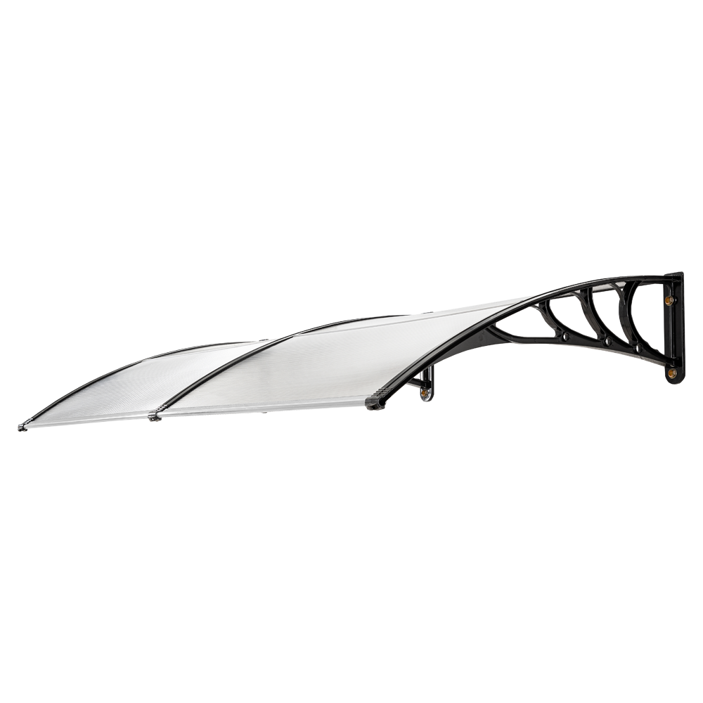 GreenYard XXL Design – Vordach, mit ABS – Kunststoffrahmen und Polycarbonat ca. 200 x 100 x 28 cm – Transparent