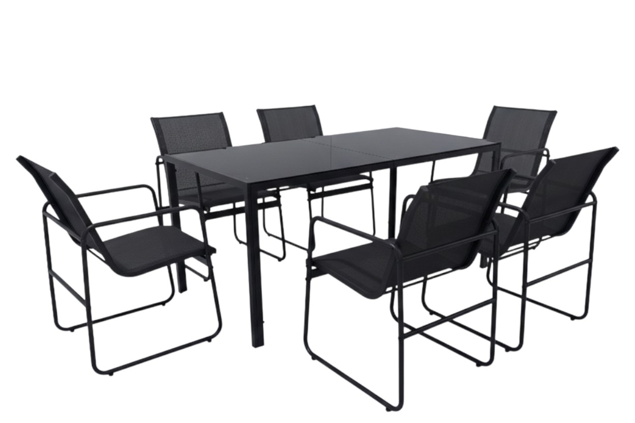 Hardin 1fachgut Dining – Set SANTINO 7tlg. Sitzgruppe – Schwarz