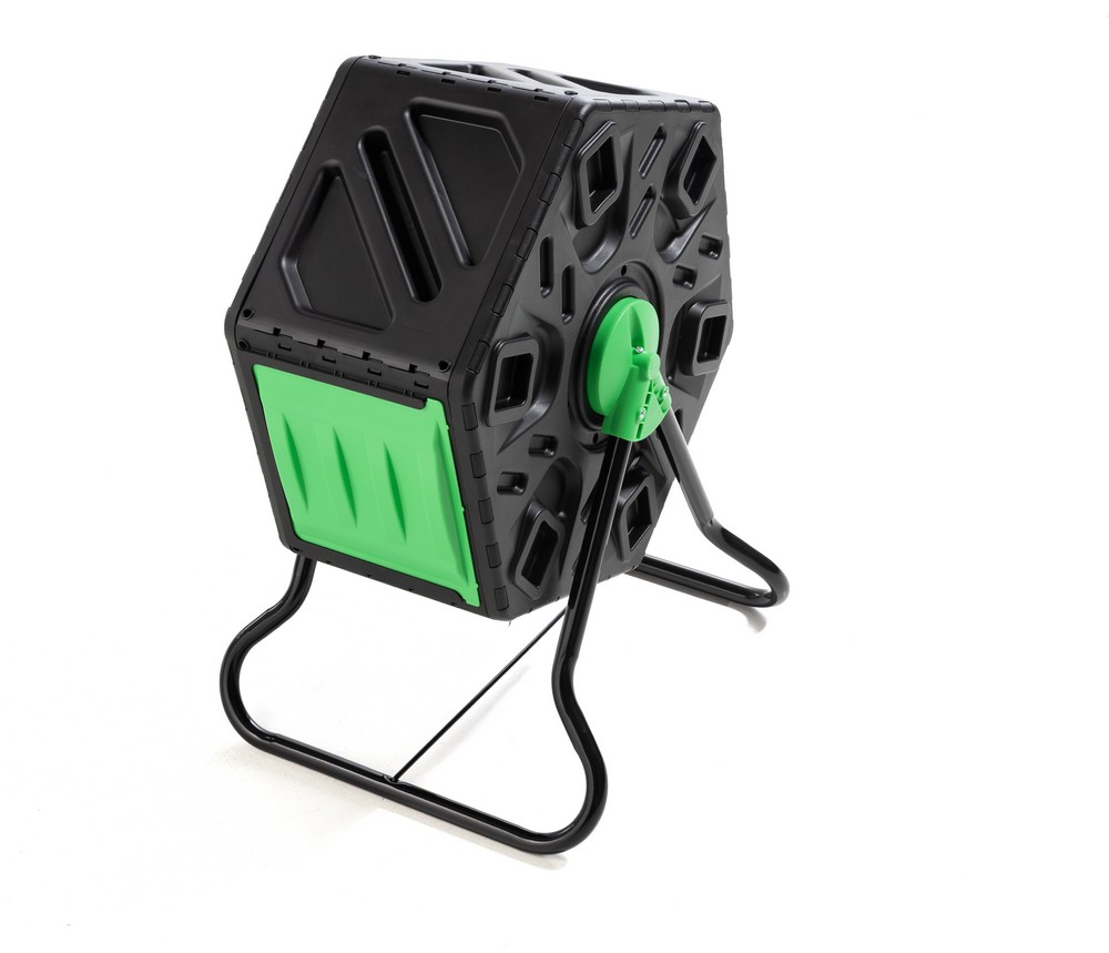 GreenYard Trommel – Komposter aus witterungsbeständigem Material, 65L Volumen – Schwarz / Grün