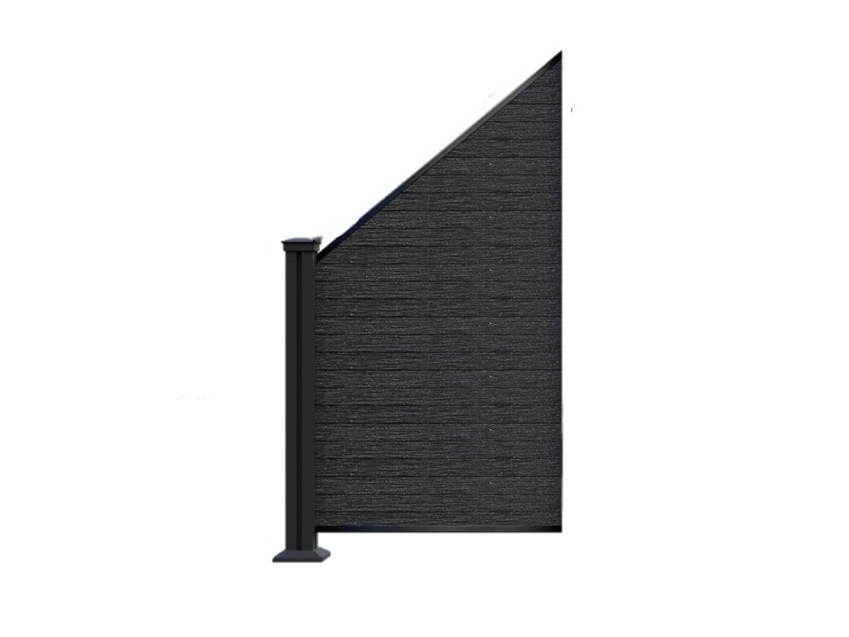 Hardin 1fachgut WPC – Sichtschutzzaun CORTADO V2 – 1x Schrägelement Links – Schwarz