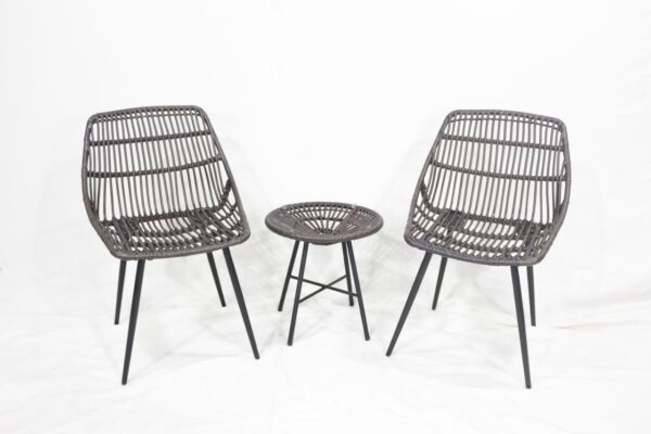 4059306125395-1 CHILLROI Rattan Bistroset Sitzgruppe Gartengarnitur mit 2 Sesseln – Braun