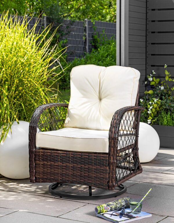 4059306125746-2 CHILLROI Gartensessel mit Dreh – und Schaukelfunktion, ca. 70 x 73 x 89 cm