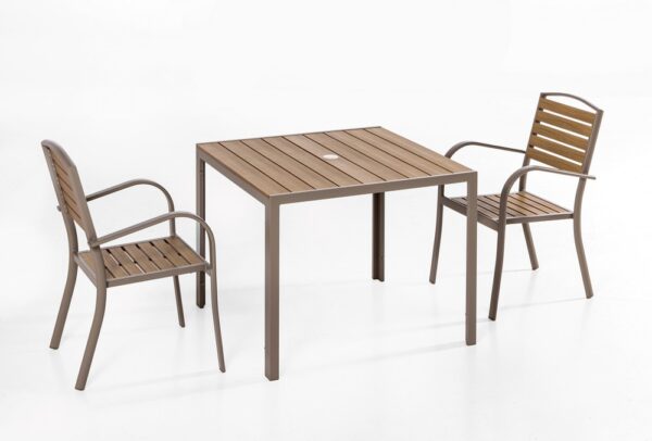 GreenYard Gartentisch aus Aluminium mit Holzoptik, ca. 90 x 90 x 74 cm