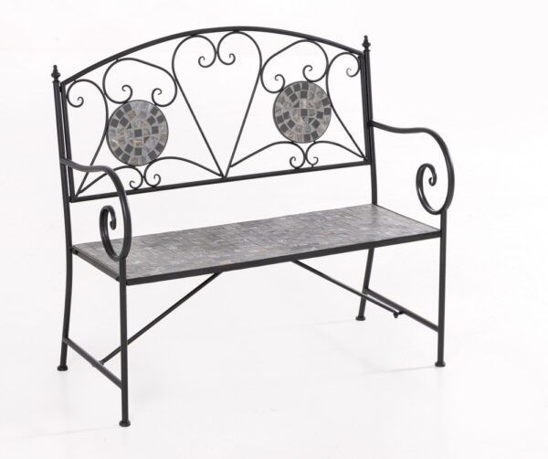 HC Garten & Freizeit 2 – Sitzer Gartenbank Mosaik GISMO aus Metall, ca. 106 x 42 x 94 cm – Schwarz