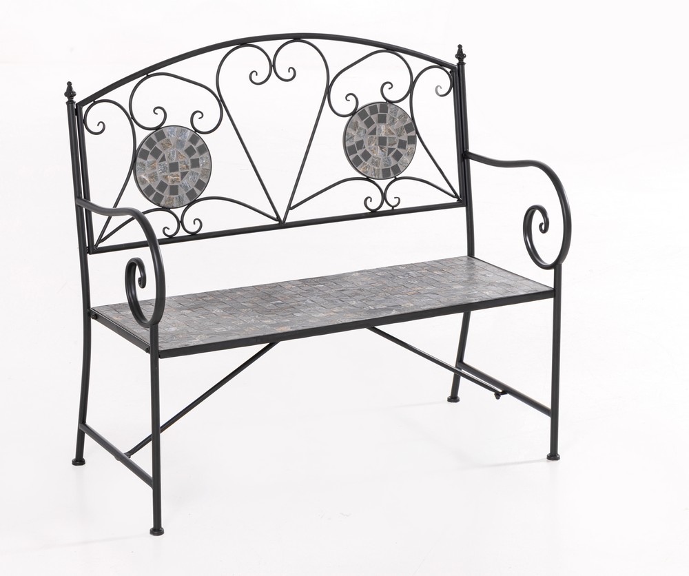 HC Garten & Freizeit 2 – Sitzer Gartenbank Mosaik GISMO aus Metall, ca. 106 x 42 x 94 cm – Schwarz