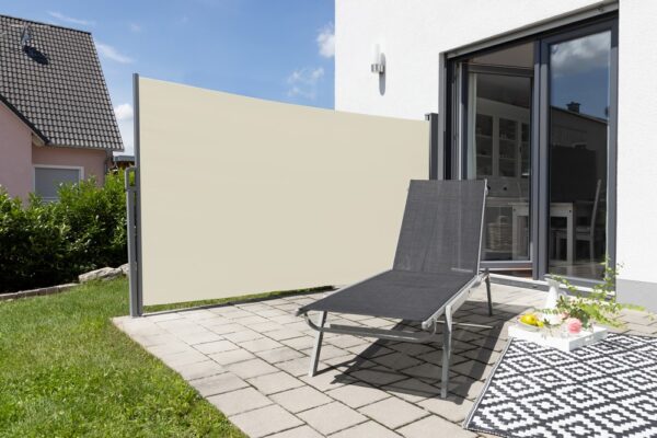 GreenYard Seitenmarkise Balkonmarkise mit Sichtschutz aus Aluminium, ca. 4, 5 x 1, 6 m – Beige