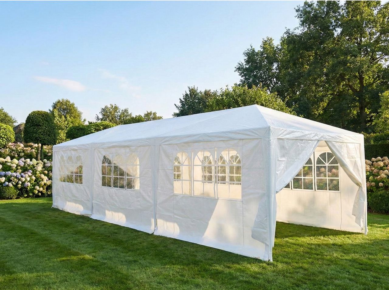 Hardin 1fachgut Partyzelt Pavillon mit 8 Seitenwänden, ca. 900 x 300 x 250 cm – Weiß