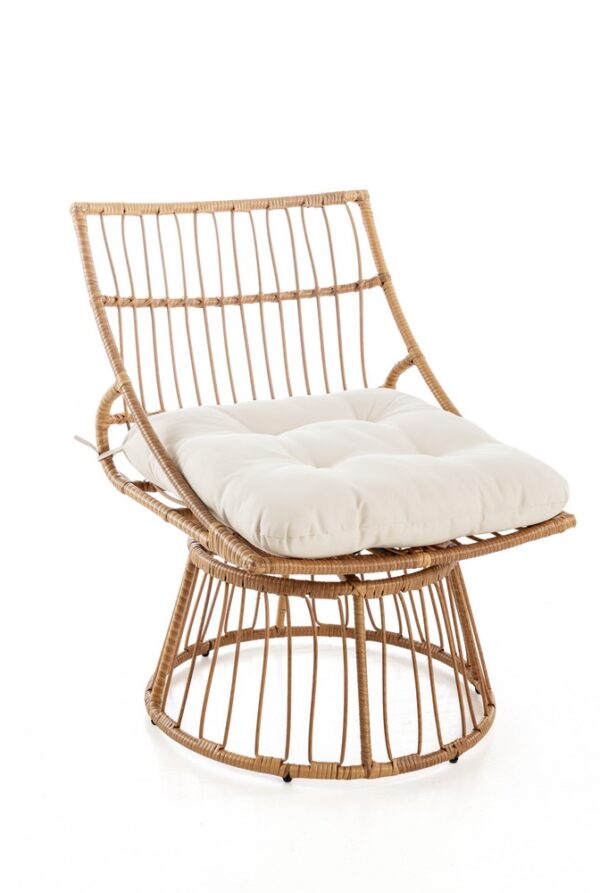 Prestige Home Living Indoor Garten – Sessel mit Polsterkissen aus Rattan, ca. 87 x 70 x 46/87 cm – Braun