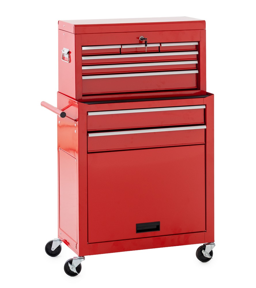 HC Tools 2 in 1 Werkstattwagen 6 Schubladen ca. 60 cm rot