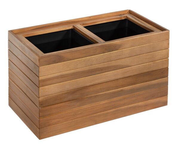 Prestige Home Living Outdoor Quadratischer Pflanzkübel geölt aus Akazienholz, ca. 57 x 30 x 35 cm – Braun