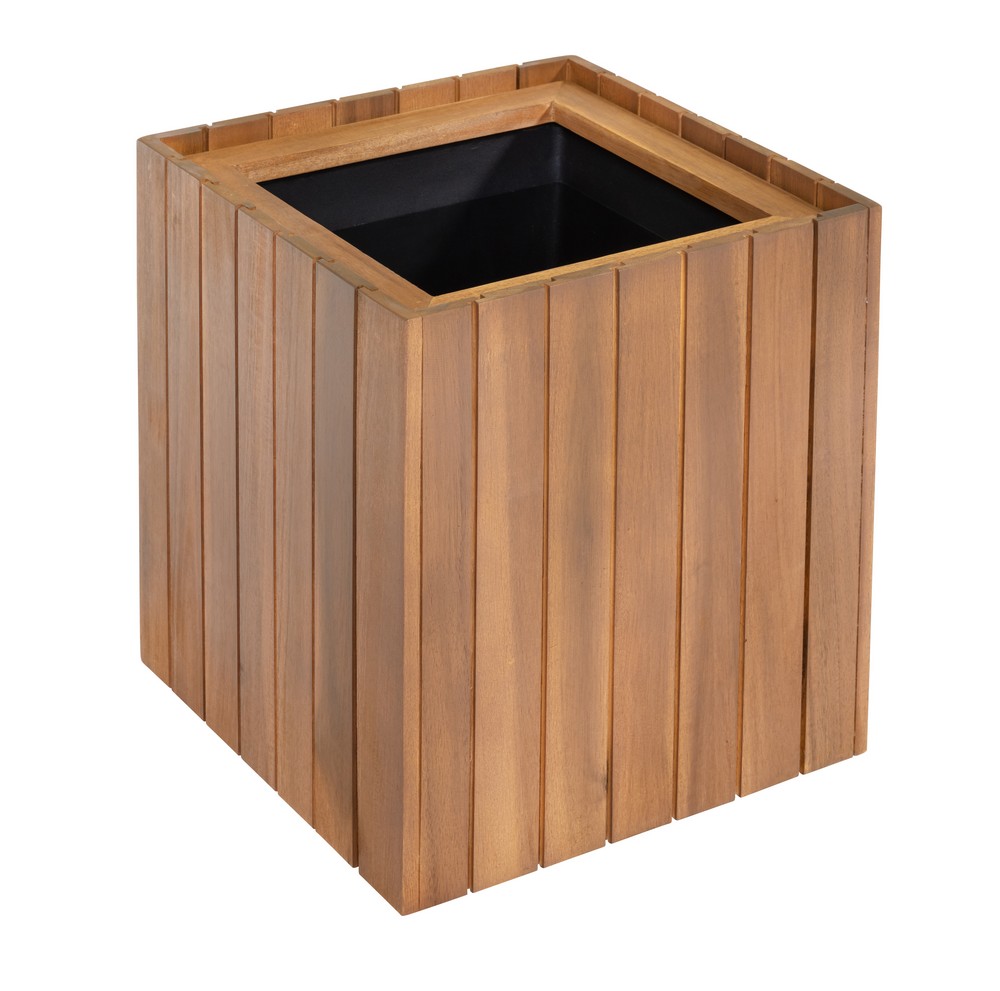 Prestige Home Living Outdoor Quadratischer Pflanzkübel aus Akazienholz, ca. 30 x 30 x 35 cm – Braun