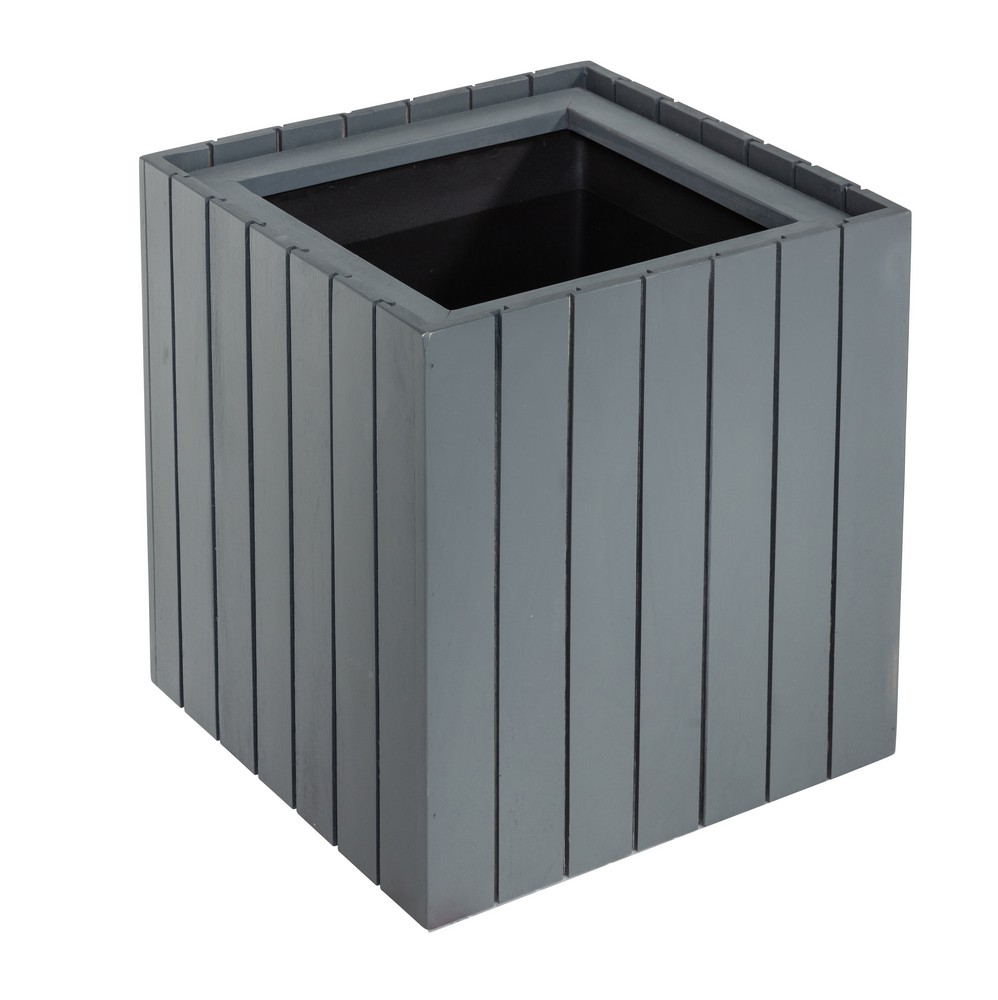 Prestige Home Living Outdoor Quadratischer Pflanzkübel aus Akazienholz, ca. 30 x 30 x 35 cm – Anthrazit