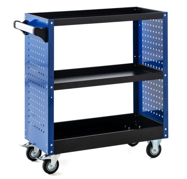 Tech-Craft Werkzeugrollwagen mit Seitenwänden & 3 Ablagen 80x 42x 80 cm blau