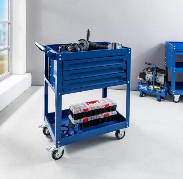 Tech-Craft Werkzeugrollwagen mit 2 Ablagen & 3 Schubladen 78x 45x 92 cm blau