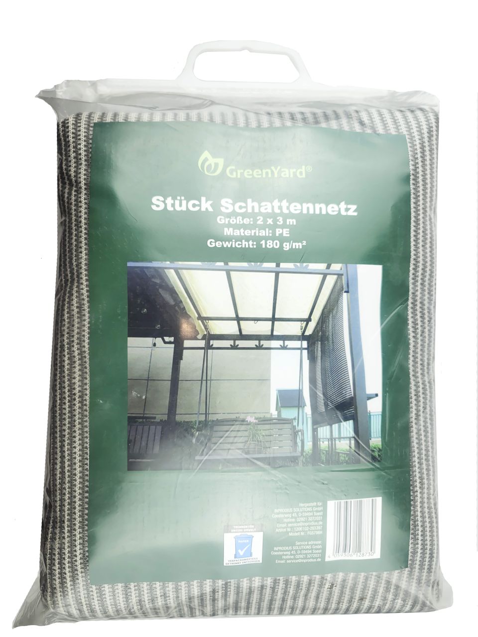 GreenYard Schattierungsnetz Sonnensegel mit UV – Schutz und luftdurchlässigem PE – Gewebe, ca. 2 x 3 m – Grün